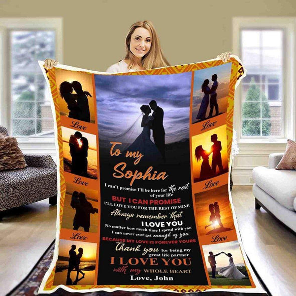 I Love You With My Whole Heart Customized Blanket for Couple