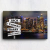 Customized Canvas 36" X 24" - BEST SELLER City Themed Customized Canvas With Multi Names