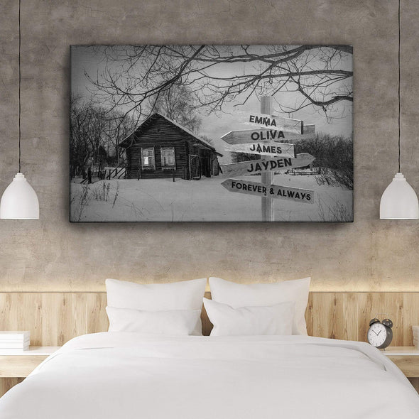 Customized Canvas Ice Of Forest Black And White Customized Canvas With Multi Names