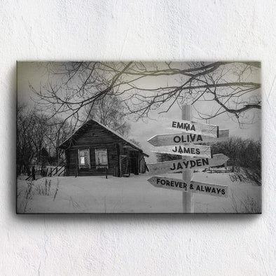 Customized Canvas 36" X 24" - BEST SELLER Ice Of Forest Black And White Customized Canvas With Multi Names