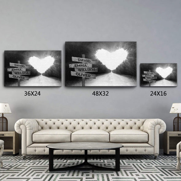 Customized Canvas Love Black and White Customized Canvas With Multi Names