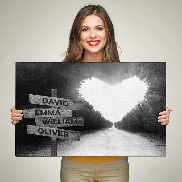 Customized Canvas Love Black and White Customized Canvas With Multi Names