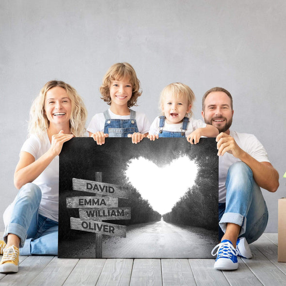 Customized Canvas Love Black and White Customized Canvas With Multi Names