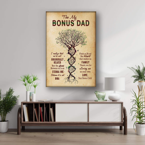 Customized Canvas Thank You For Loving Me My Bonus Dad Custom Canvas