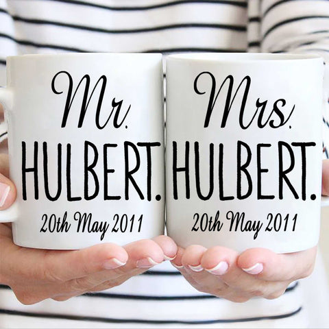 11Oz Customized Mr And Mrs Couple Ceramic Mug Set