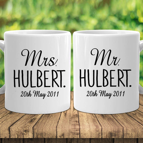 Customized Mr And Mrs Couple Ceramic Mug Set