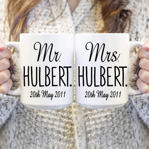Customized Mr And Mrs Couple Ceramic Mug Set