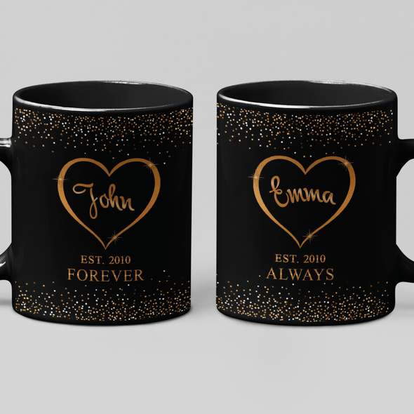 Customized Two Heart Mug For Couples (Pack of 2)