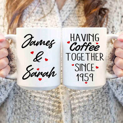 11Oz Having Coffee Together Customized Mug For Couple