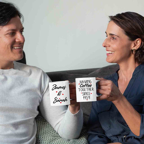 Having Coffee Together Customized Mug For Couple