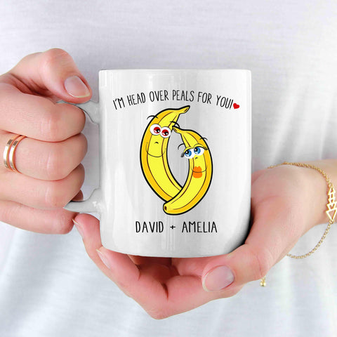 11Oz I'm Head Over Peals For You Personalized Mug With Couple's Name