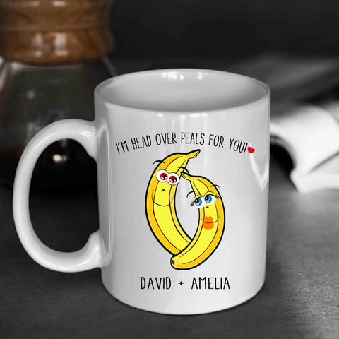 I'm Head Over Peals For You Personalized Mug With Couple's Name