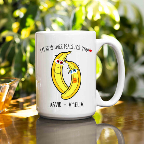 I'm Head Over Peals For You Personalized Mug With Couple's Name