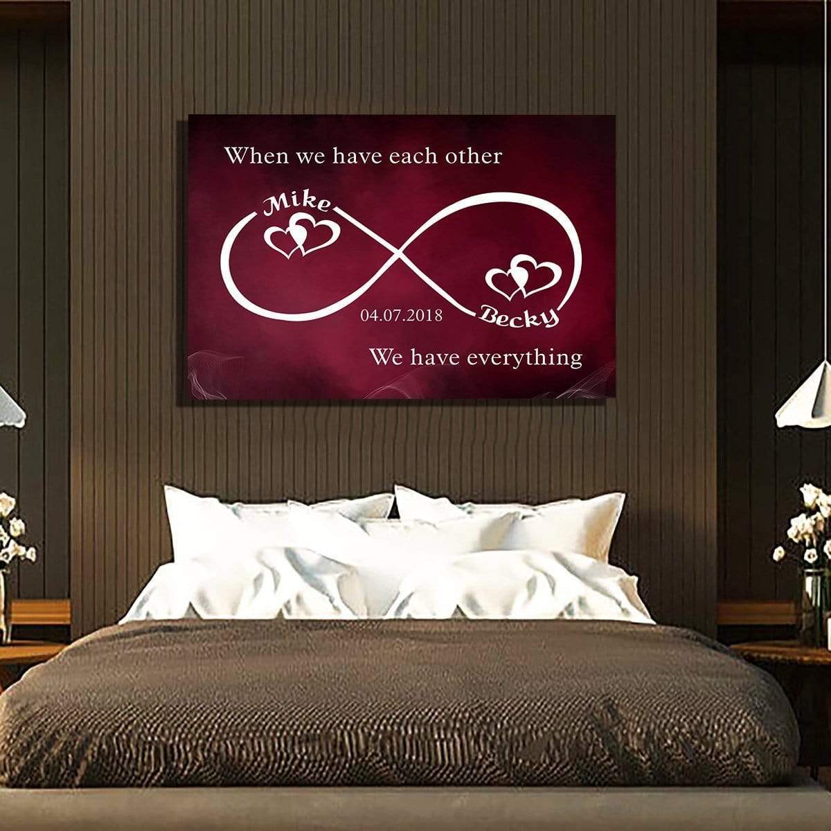 Infinity Canvas Deep Red / 36" X 24" -BEST SELLER Custom Infinity Love Canvas Wallart