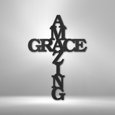 Jewelry Black / 15 Amazing Grace Cross - Steel Sign