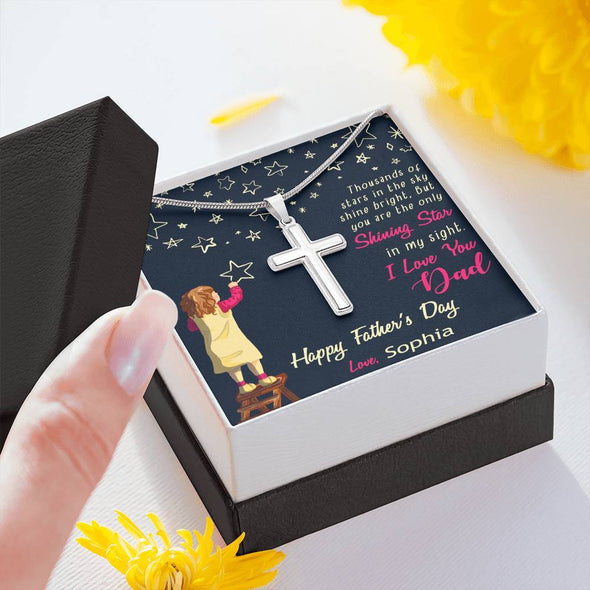 Jewelry Artisan Crafted Cross Necklace With Message Card, I Love You Dad Father's Day Necklace, Gift For Daddy