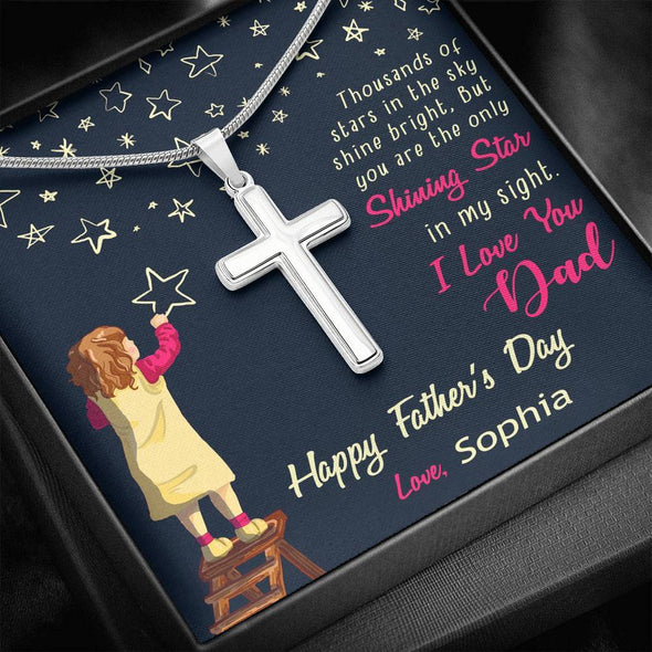 Jewelry Artisan Crafted Cross Necklace With Message Card, I Love You Dad Father's Day Necklace, Gift For Daddy