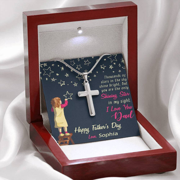 Jewelry Artisan Crafted Cross Necklace With Message Card, I Love You Dad Father's Day Necklace, Gift For Daddy