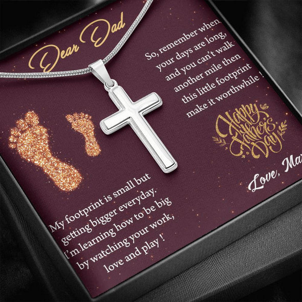 Jewelry Artisan Crafted Cross Necklace With Message Card, Necklace For Dad, Customized Silver Necklace, Dad Gift