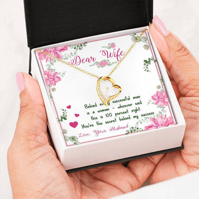 "Behind Every Successful Man Is A Woman" Gift For Wife Heart Pendant
