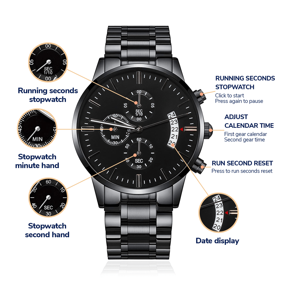 Jewelry Customized Engraved Chronograph Watch, Gift For Dad, Birthday, Father's Day, Custom Text
