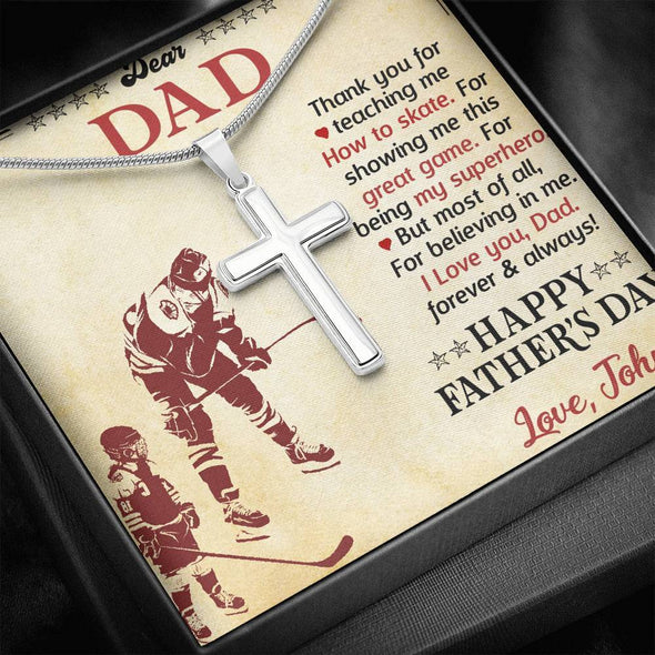 Jewelry Dad Thank You For Teaching Me How To Skate, Customized Necklace, Artisan Crafted Necklace, Father's Day Gift