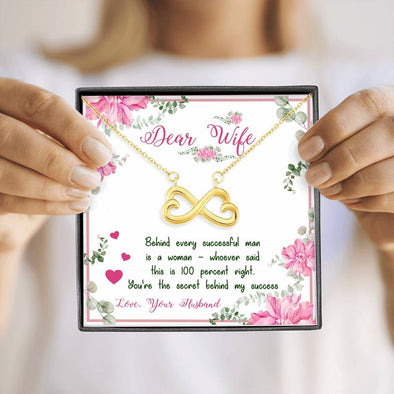 "Dear Wife You're The Secret Behind My Success" Necklace With Message Card