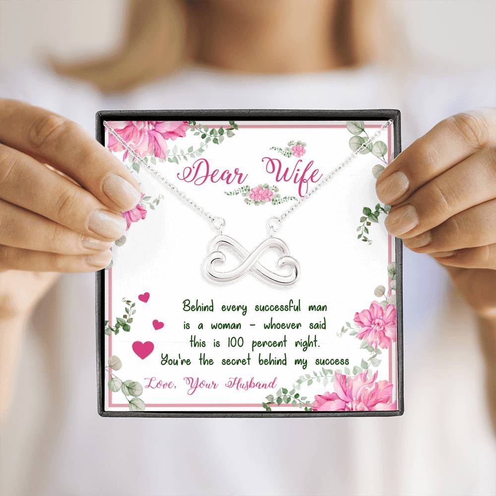 "Dear Wife You're The Secret Behind My Success" Necklace With Message Card