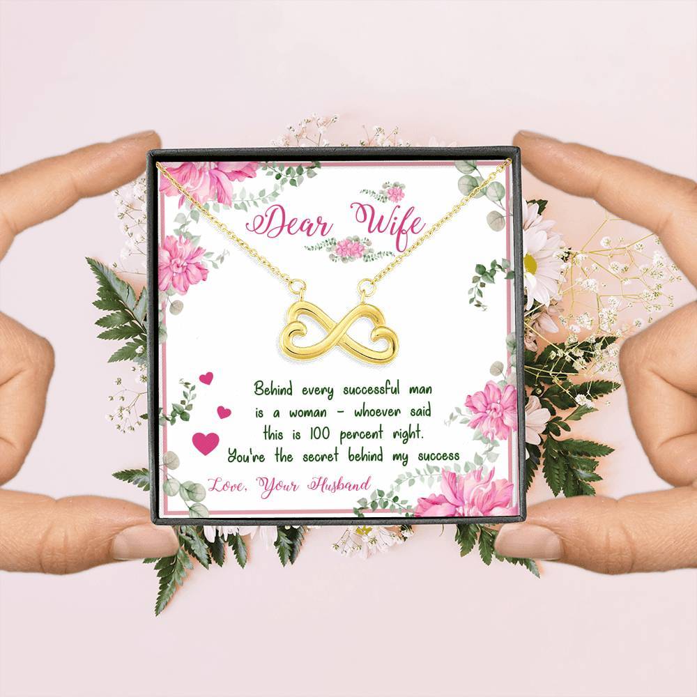 "Dear Wife You're The Secret Behind My Success" Necklace With Message Card