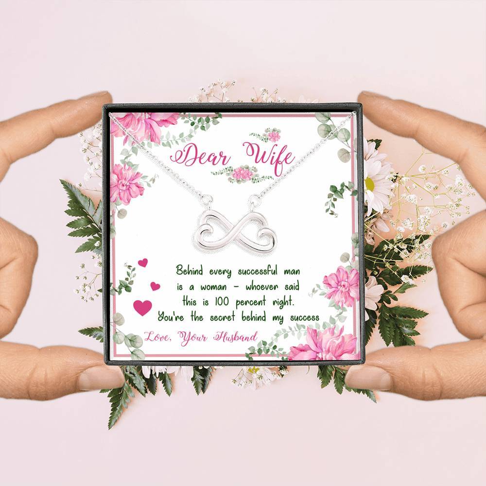 "Dear Wife You're The Secret Behind My Success" Necklace With Message Card