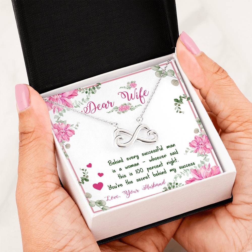 "Dear Wife You're The Secret Behind My Success" Necklace With Message Card