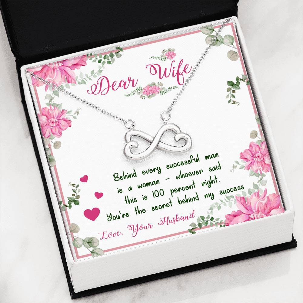 "Dear Wife You're The Secret Behind My Success" Necklace With Message Card