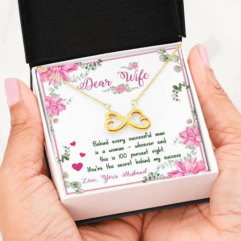 "Dear Wife You're The Secret Behind My Success" Necklace With Message Card
