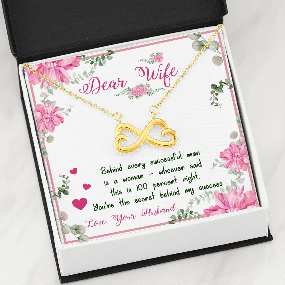 "Dear Wife You're The Secret Behind My Success" Necklace With Message Card