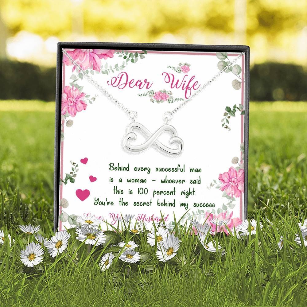 "Dear Wife You're The Secret Behind My Success" Necklace With Message Card