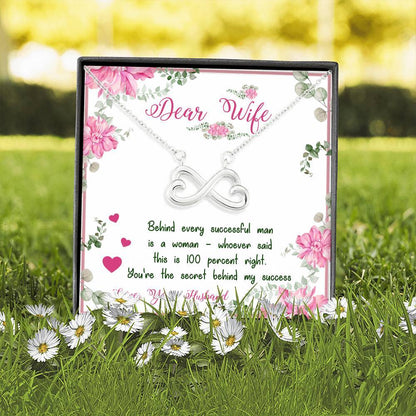 "Dear Wife You're The Secret Behind My Success" Necklace With Message Card