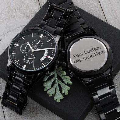 Jewelry Father's Day Gift Customized Black Chronograph Watch