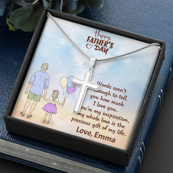Jewelry Father's Day Necklace, Artisan Crafted Necklace For Him, Dad You are The Precious Gift Of My Life, Personalized Silver Necklace