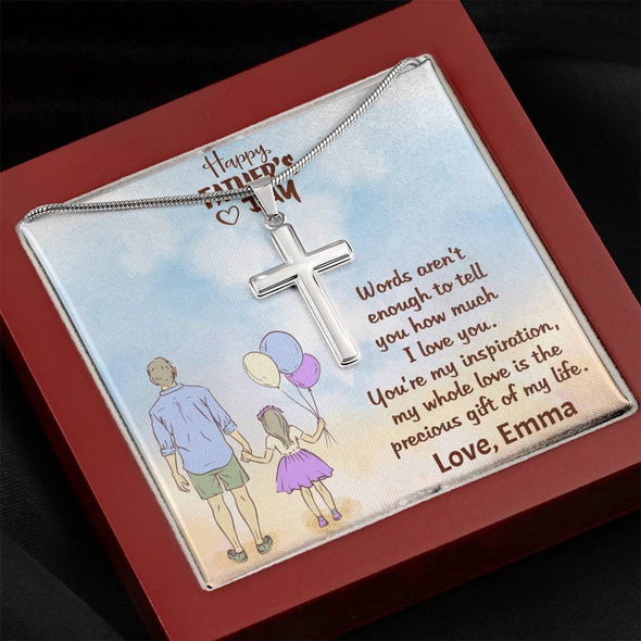Jewelry Mahogany Style Luxury Box Father's Day Necklace, Artisan Crafted Necklace For Him, Dad You are The Precious Gift Of My Life, Personalized Silver Necklace