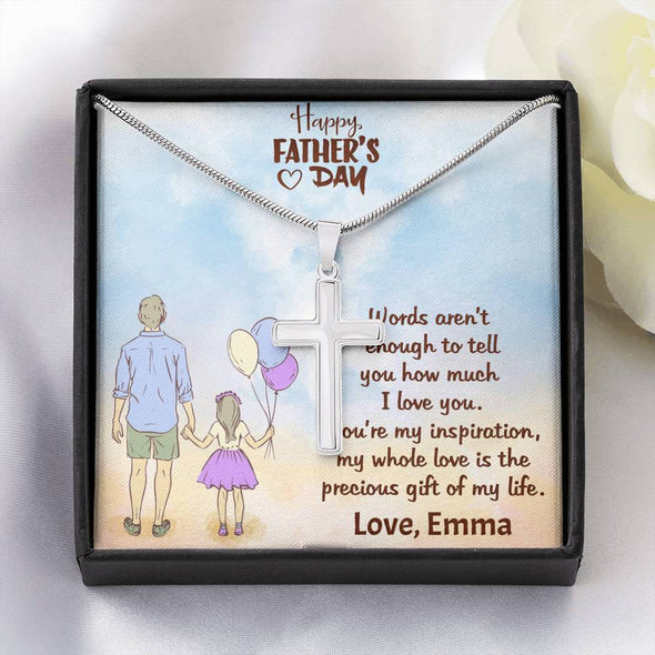 Jewelry Standard Box Father's Day Necklace, Artisan Crafted Necklace For Him, Dad You are The Precious Gift Of My Life, Personalized Silver Necklace