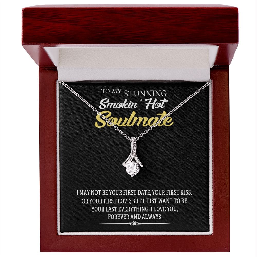 Jewelry 14K White Gold Finish / Luxury Box Forever And Always Alluring Beauty Silver Necklace