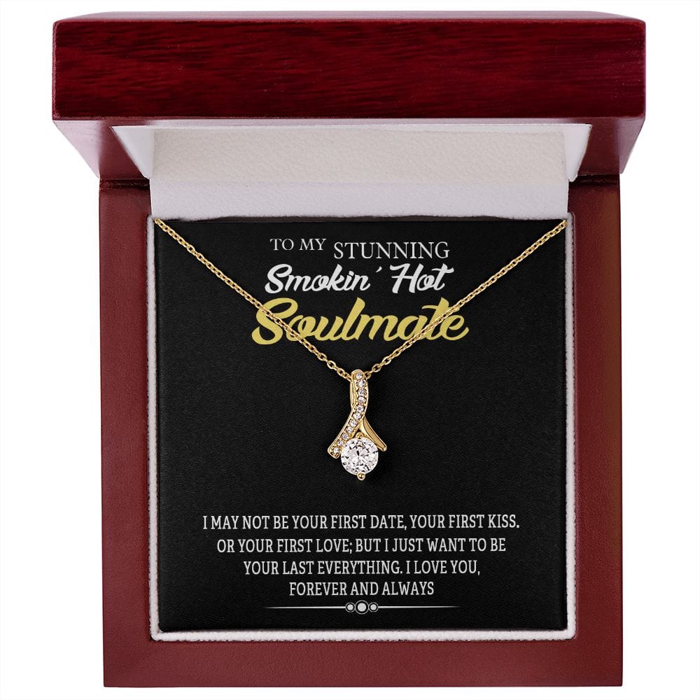 Jewelry 18K Yellow Gold Finish / Luxury Box Forever And Always Alluring Beauty Silver Necklace