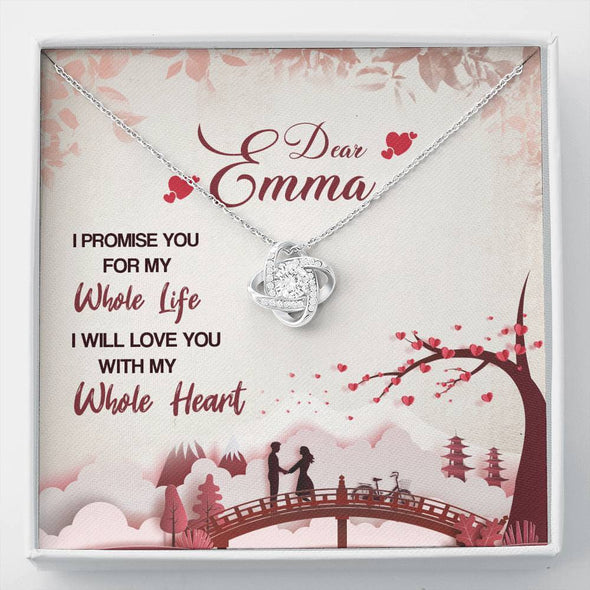 Jewelry 14K White Gold Finish I Will Love You With My Whole Heart- Knot Pendant