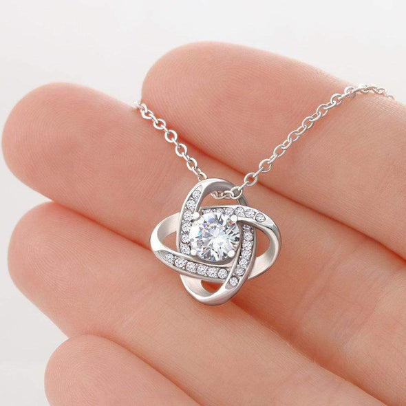Jewelry 14K White Gold Finish I Will Love You With My Whole Heart- Knot Pendant