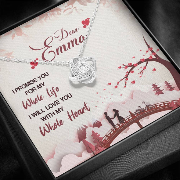 Jewelry 14K White Gold Finish I Will Love You With My Whole Heart- Knot Pendant
