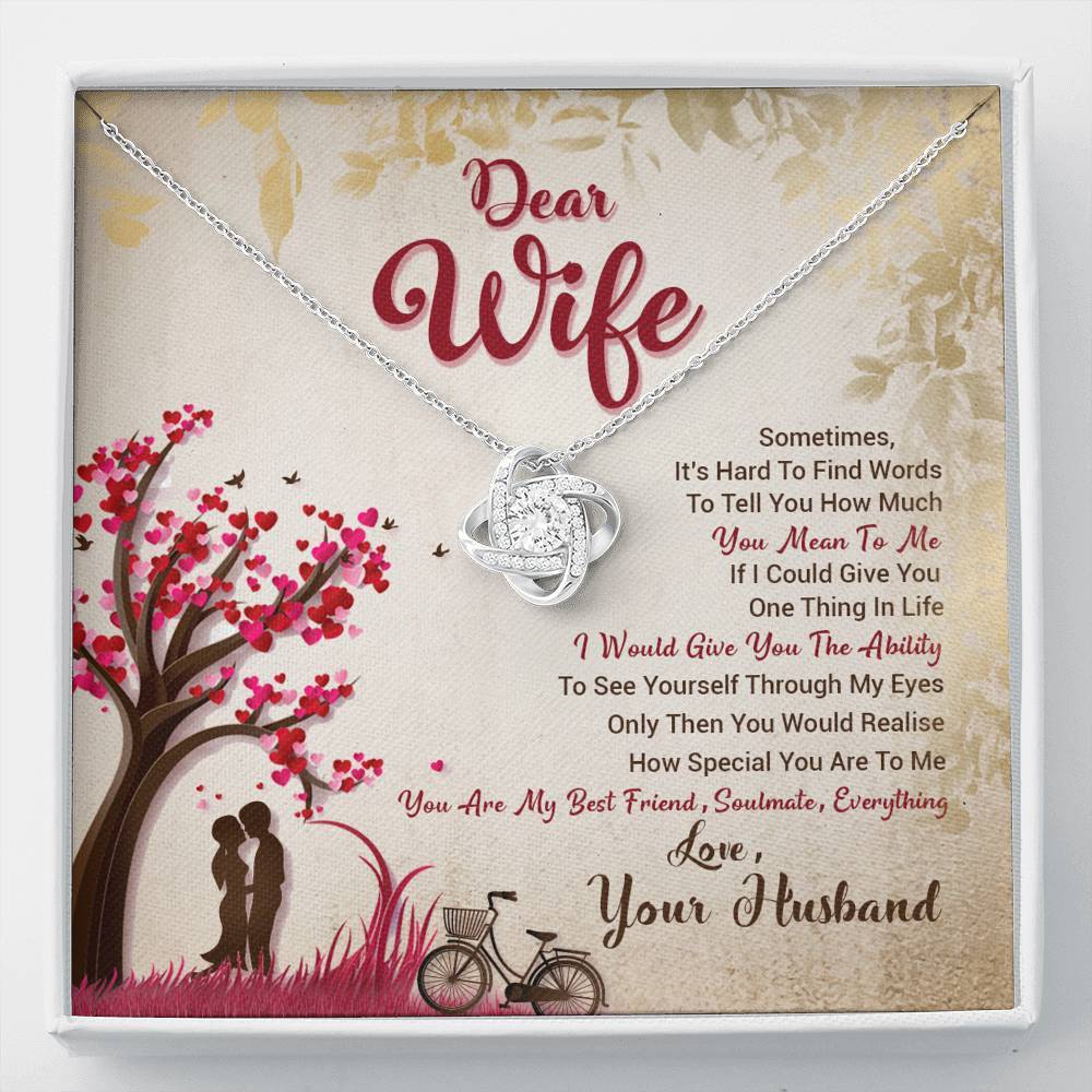 Jewelry 14K White Gold Finish Knot Pendant- Dear Wife You Are My Soulmate