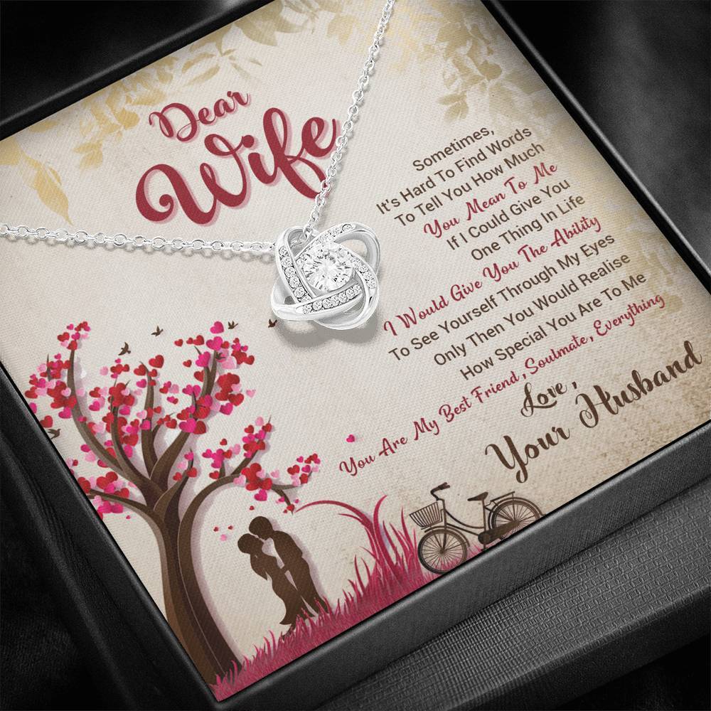 Jewelry 14K White Gold Finish Knot Pendant- Dear Wife You Are My Soulmate