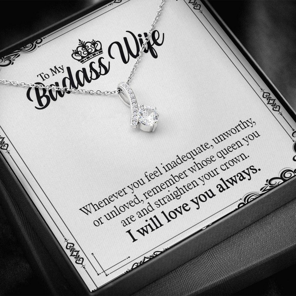 Jewelry "To My Badass Wife" Alluring Beauty Silver Pendant