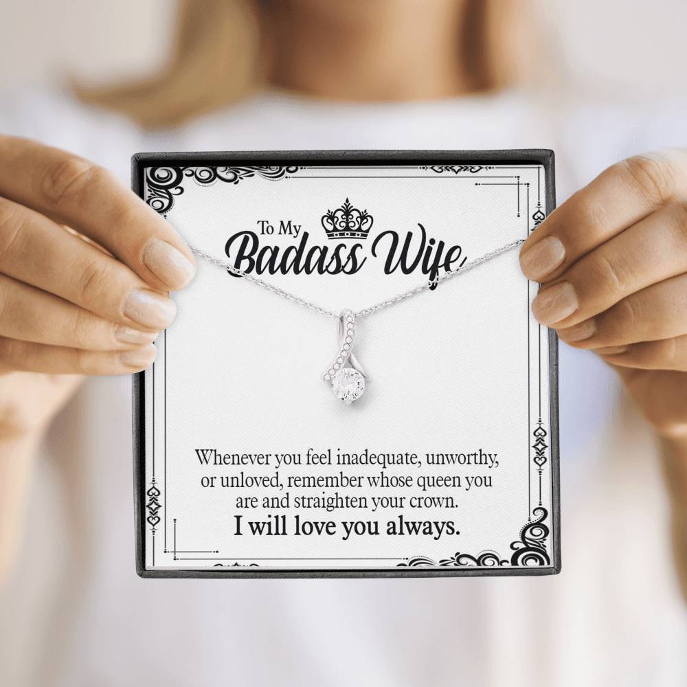 Jewelry "To My Badass Wife" Alluring Beauty Silver Pendant