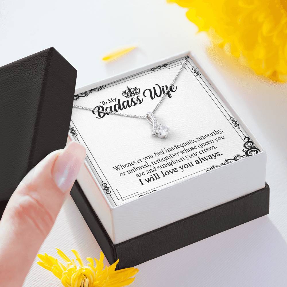 Jewelry "To My Badass Wife" Alluring Beauty Silver Pendant